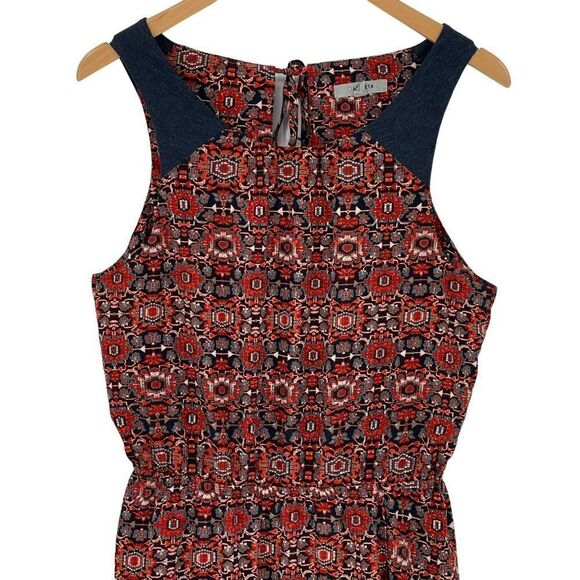 Athleta Printed Martinique Dress Tassel Faux Wrap Knee Length Red Women Medium - Picture 3 of 11